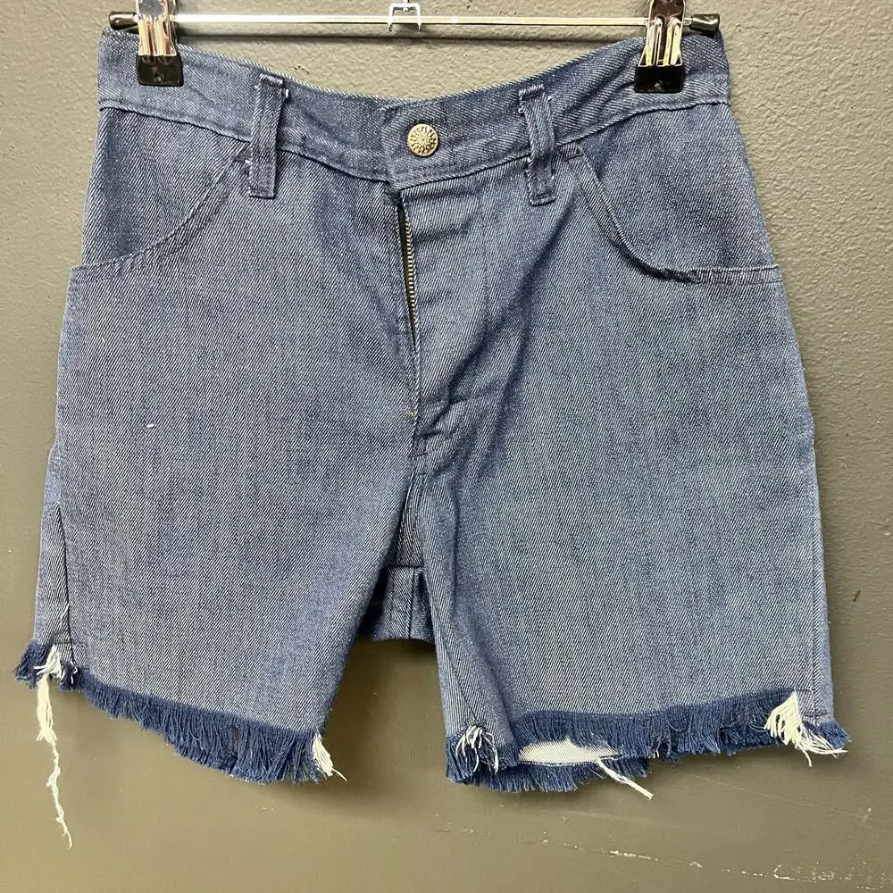 vintage 1970's kid's girl's JC Penney denim cut off shorts dark blue kid's 14